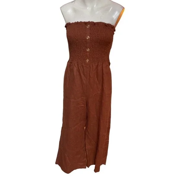 NWT Faithfull the Brand Anthropologie Lais Wide Leg Jumpsuit Linen Size 2 - Picture 4 of 11